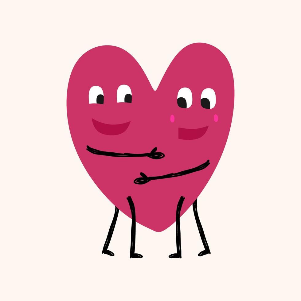 medio corazón se conecta y se abraza. pareja romántica en el símbolo del amor. el concepto de amor y devoción y amor incondicional. Feliz día de San Valentín. ilustración vectorial vector