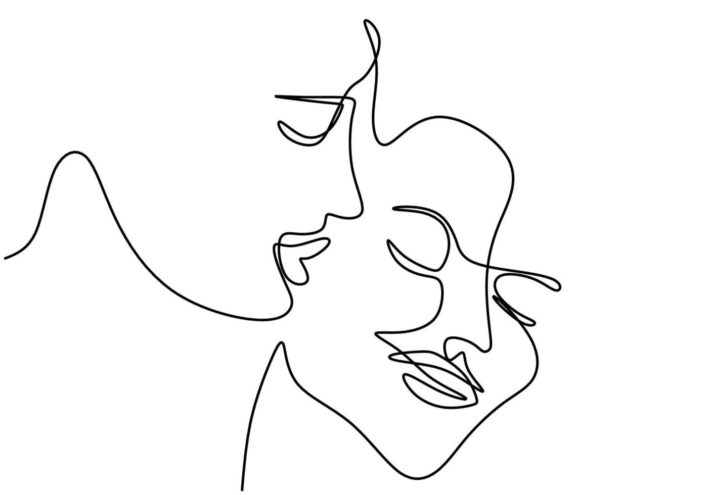 pareja amorosa está conectada por un dibujo de línea. símbolo de amor, familia y unidad. hombre y mujer enamorados aislados sobre fondo blanco. concepto de día de san valentín estilo minimalista. ilustración vectorial vector