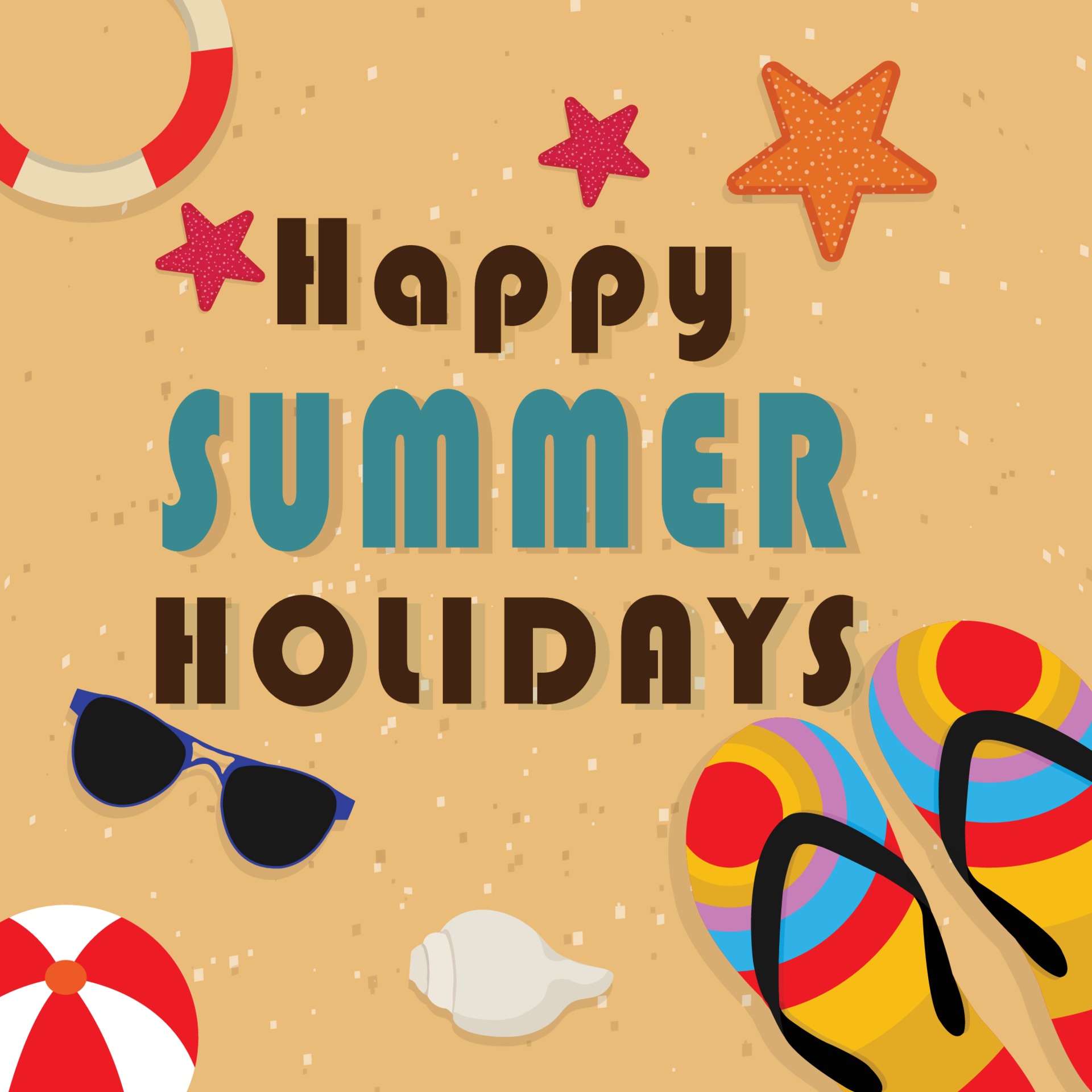 Happy summer holidays vector illustration with beach sand 2214934 Vector Art at Vecteezy