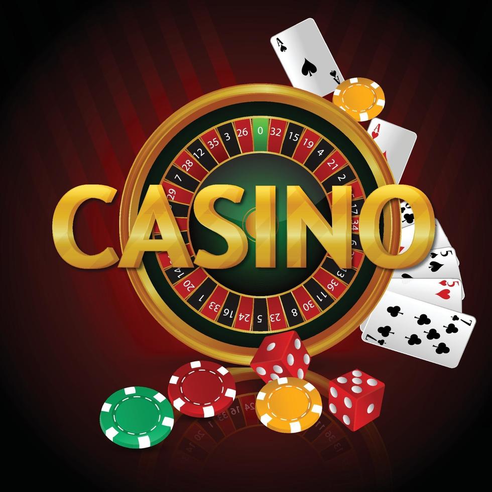 Luxury vip casino gambling game with roulette, casino chips and realistic playing cards vector