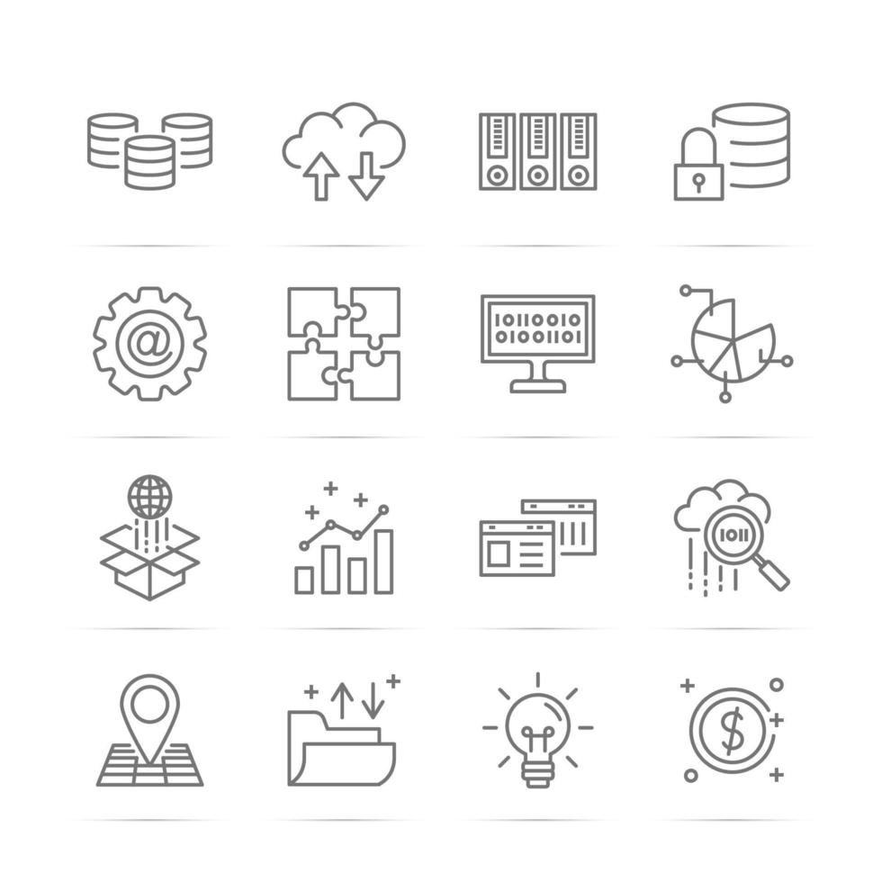 iconos de línea de vector de big data