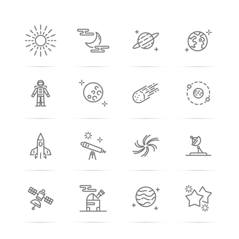 iconos de línea de vector de astronomía