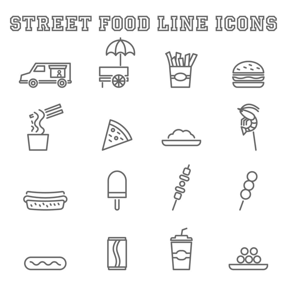 street food line icons vector
