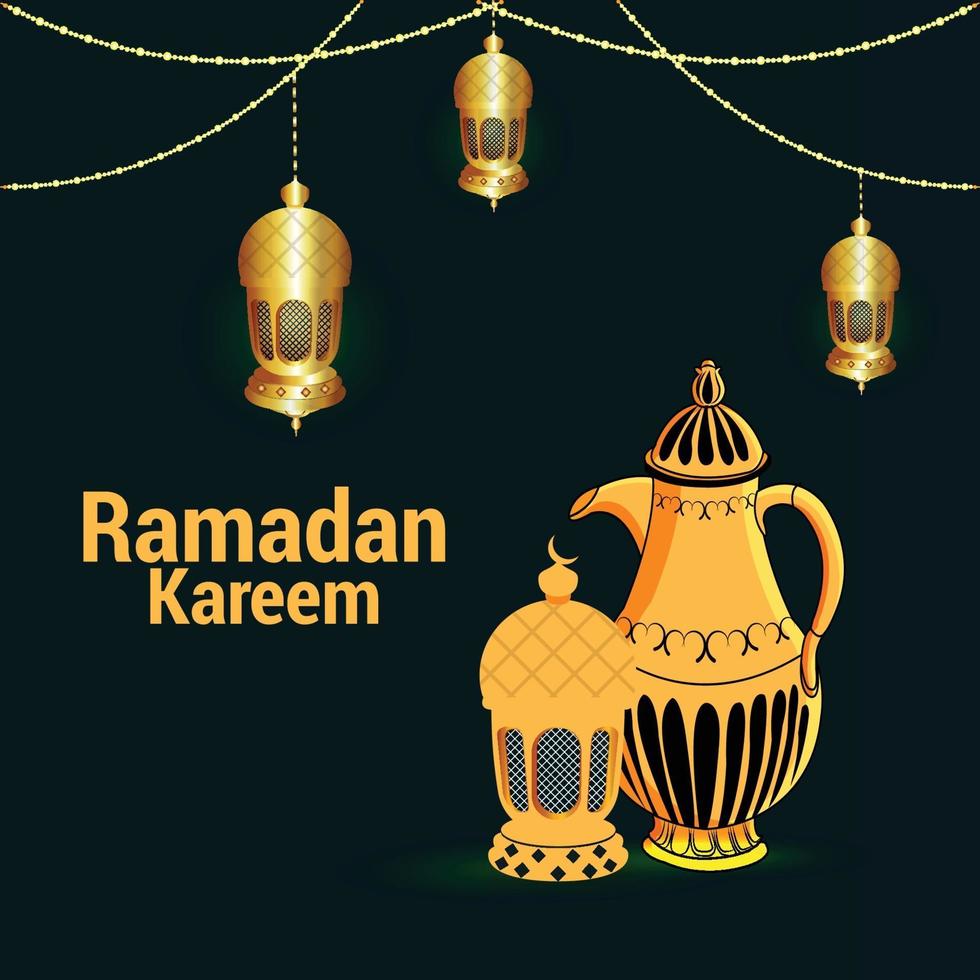 Fondo de ramadan kareem con linterna árabe dorada vector