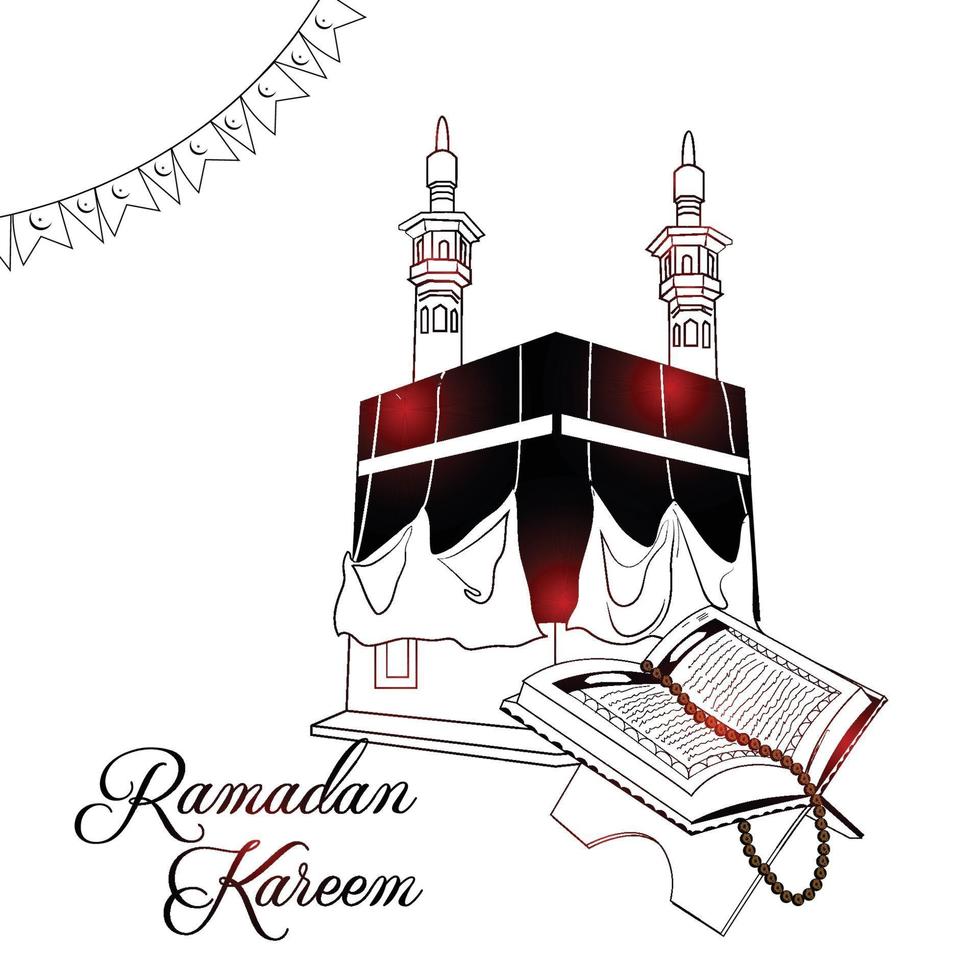 Hand draw invitation of iftar party  illustration and background vector