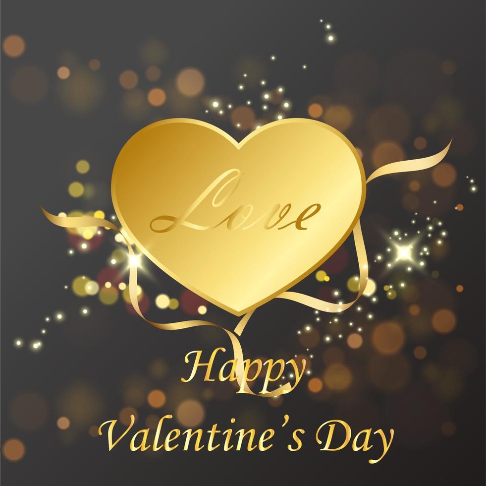 Golden heart with glitter vector