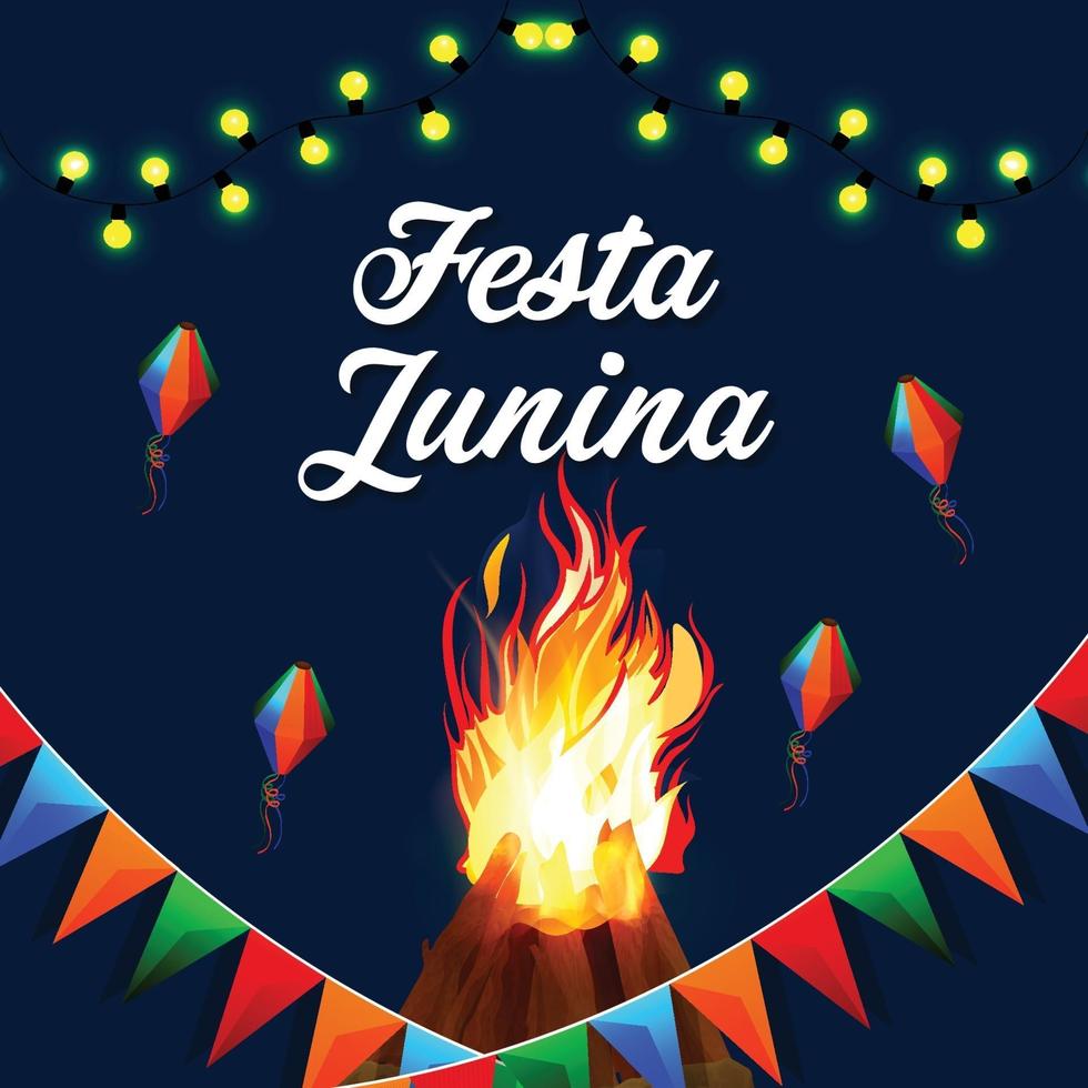 Festa junina brazilian event invitation greeting card vector