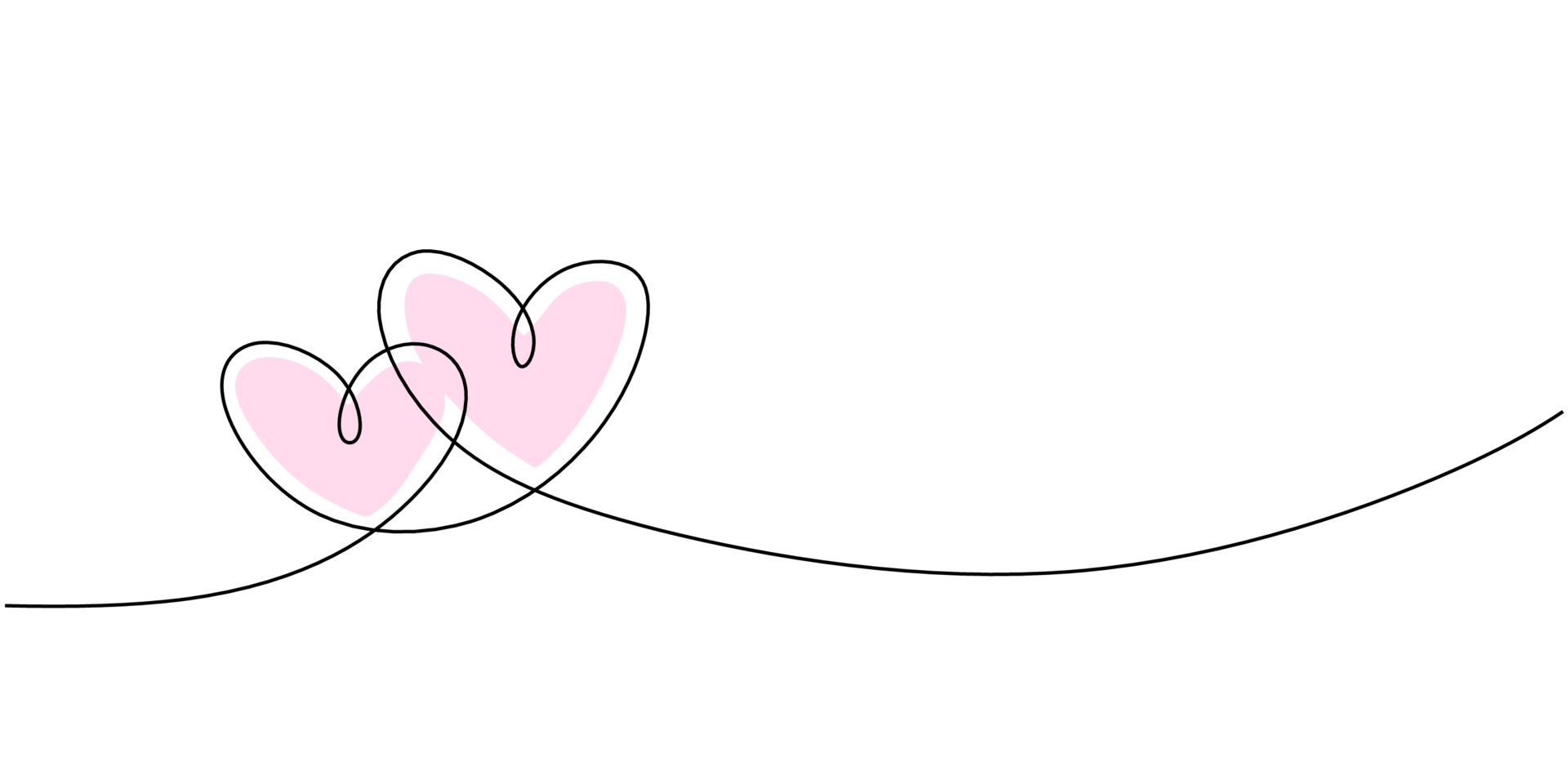 dibujo de l 237 nea continua del signo de amor con dos corazones rosados 
