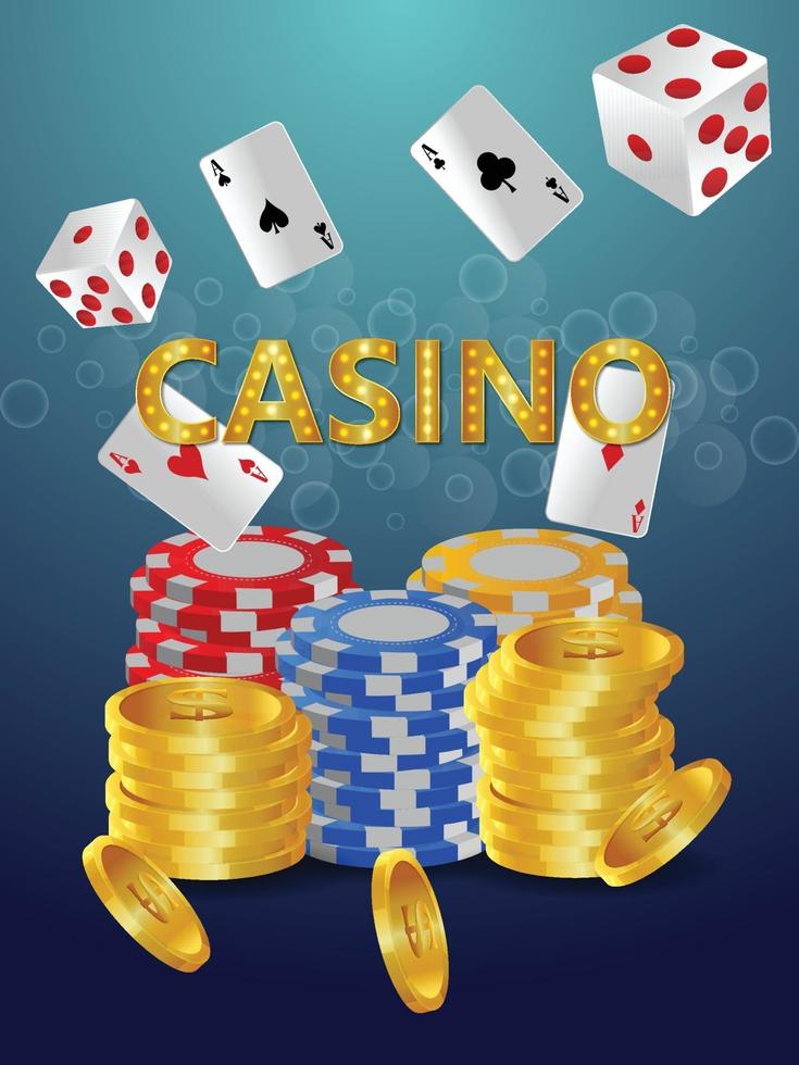 juego de casino con naipes y fichas vector