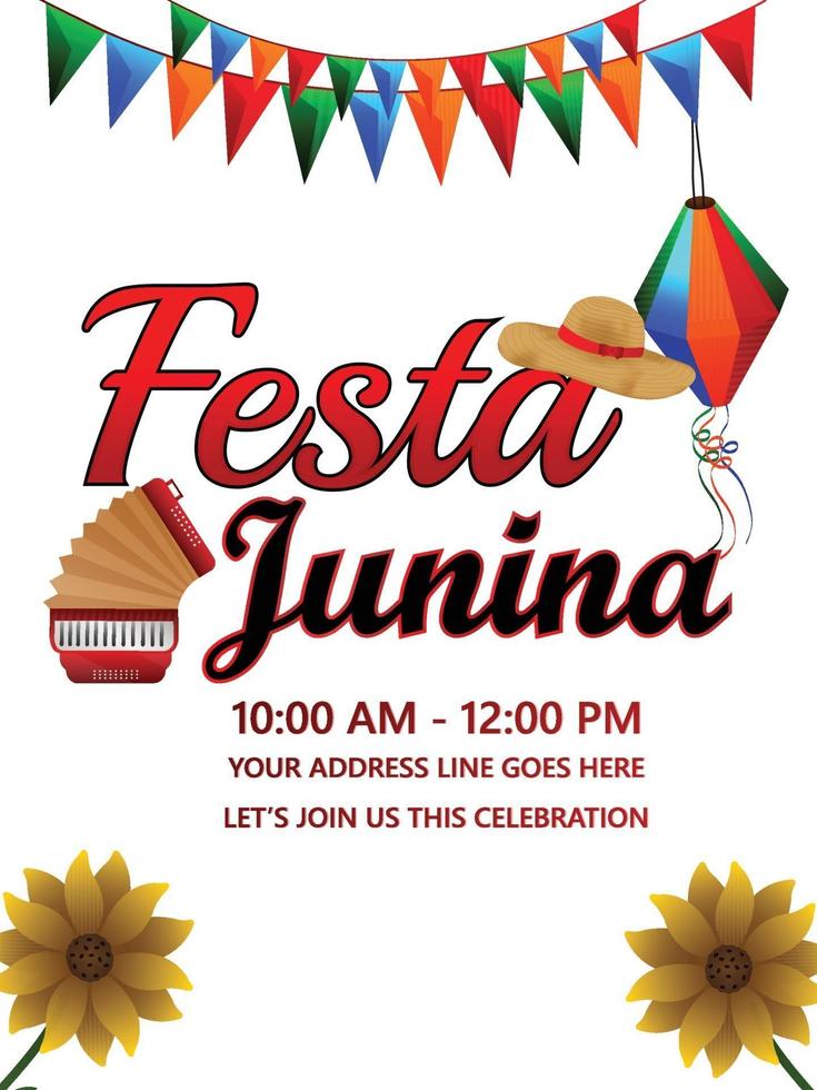 cartel de celebración de festa junina con ilustración creativa vector