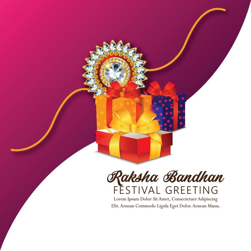 Happy rakhi decorative rakhi with gold and crystal with gifts vector