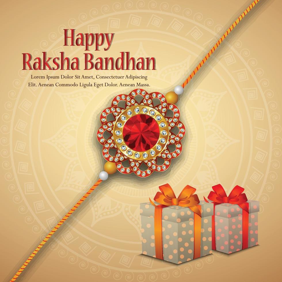 Happy raksha bandhan greeting card and background with crystal ...