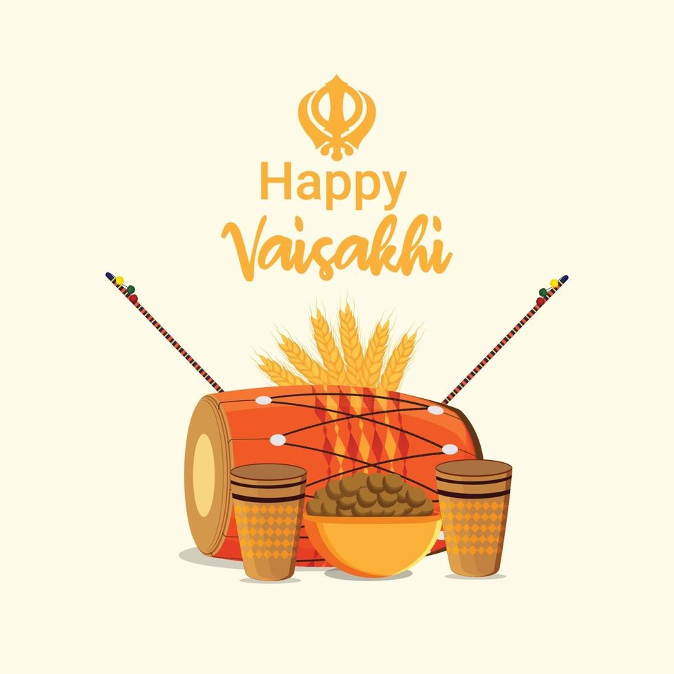 Flat design of happy vaisakhi sikh festival background vector