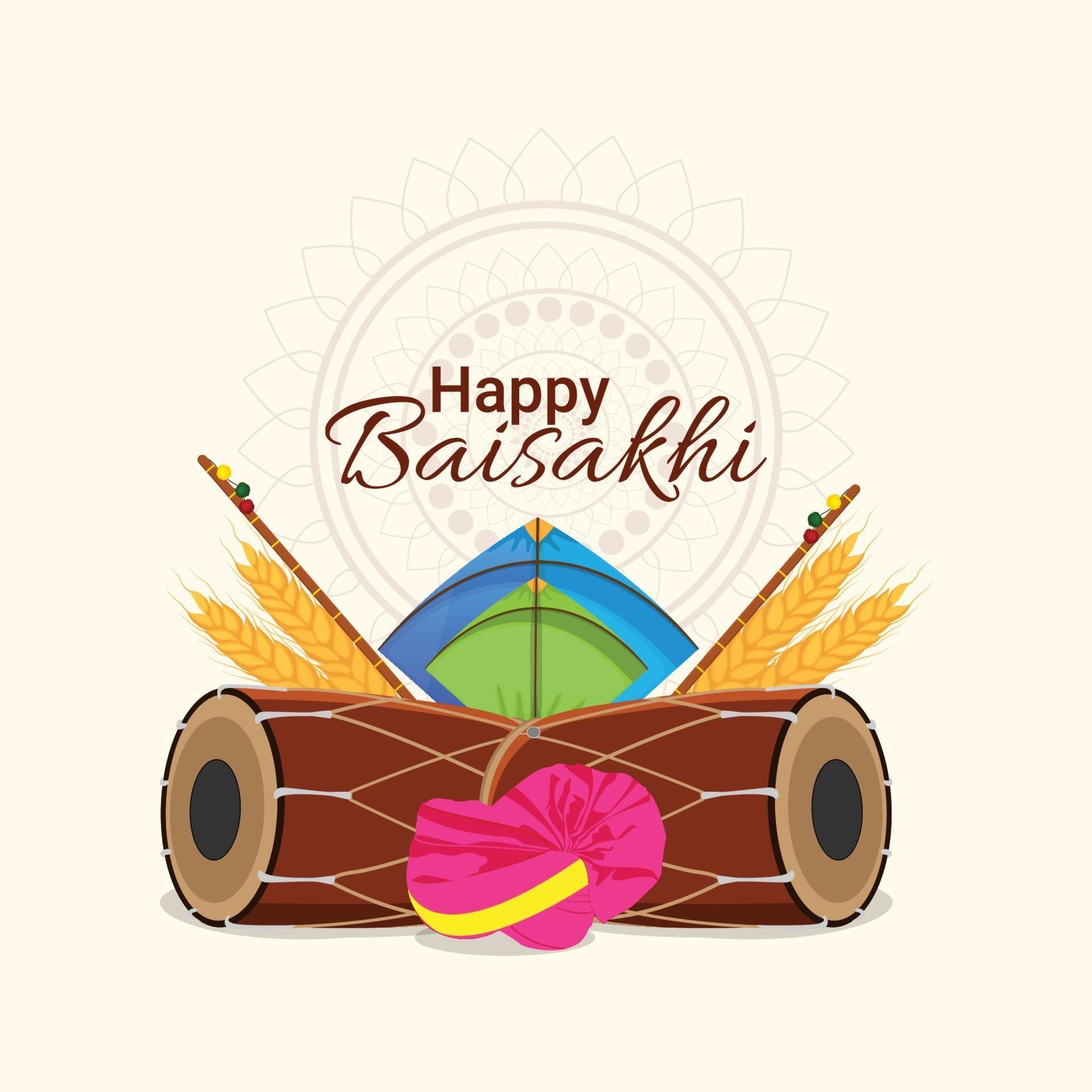 Happy vaisakhi celebration greeting card with vector illustration