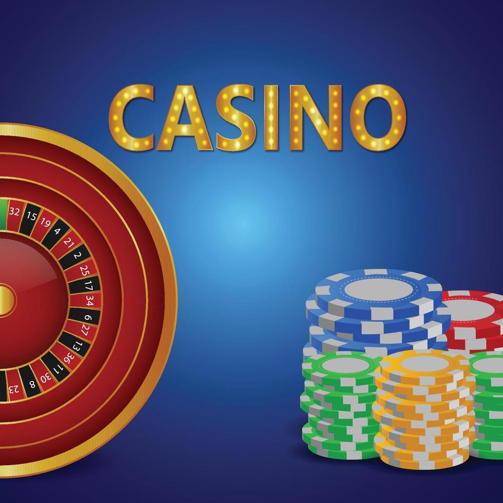 Realistic casino background with colorful casino chips with slot vector