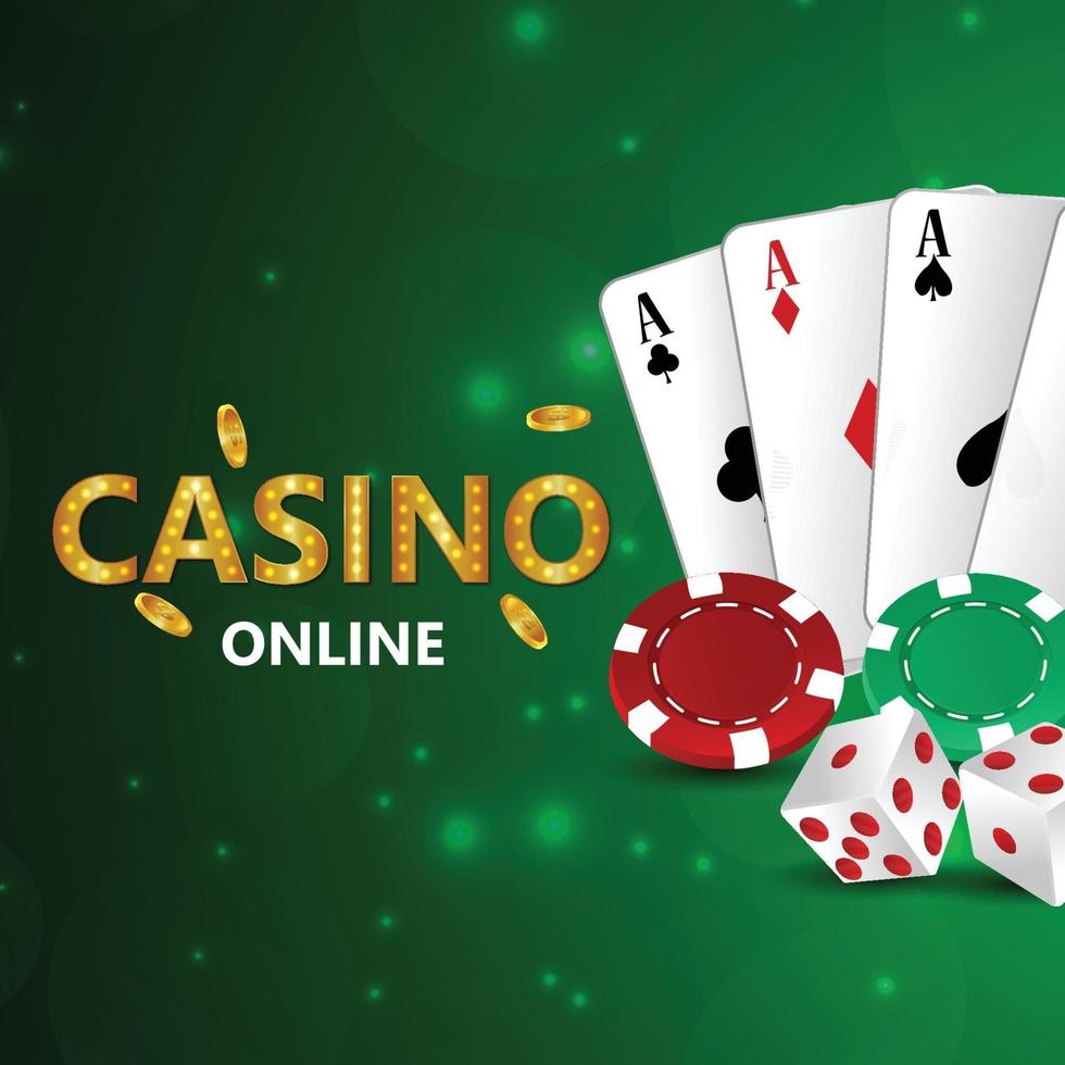 juego de juego de casino con ilustración creativa de fichas de casino y naipes vector