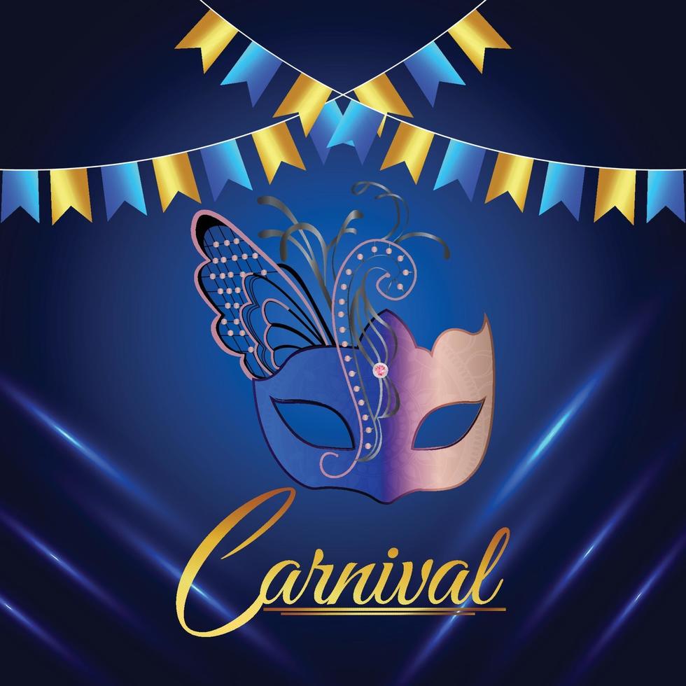Fondo de invitación de celebración de carnaval con máscara creativa vector