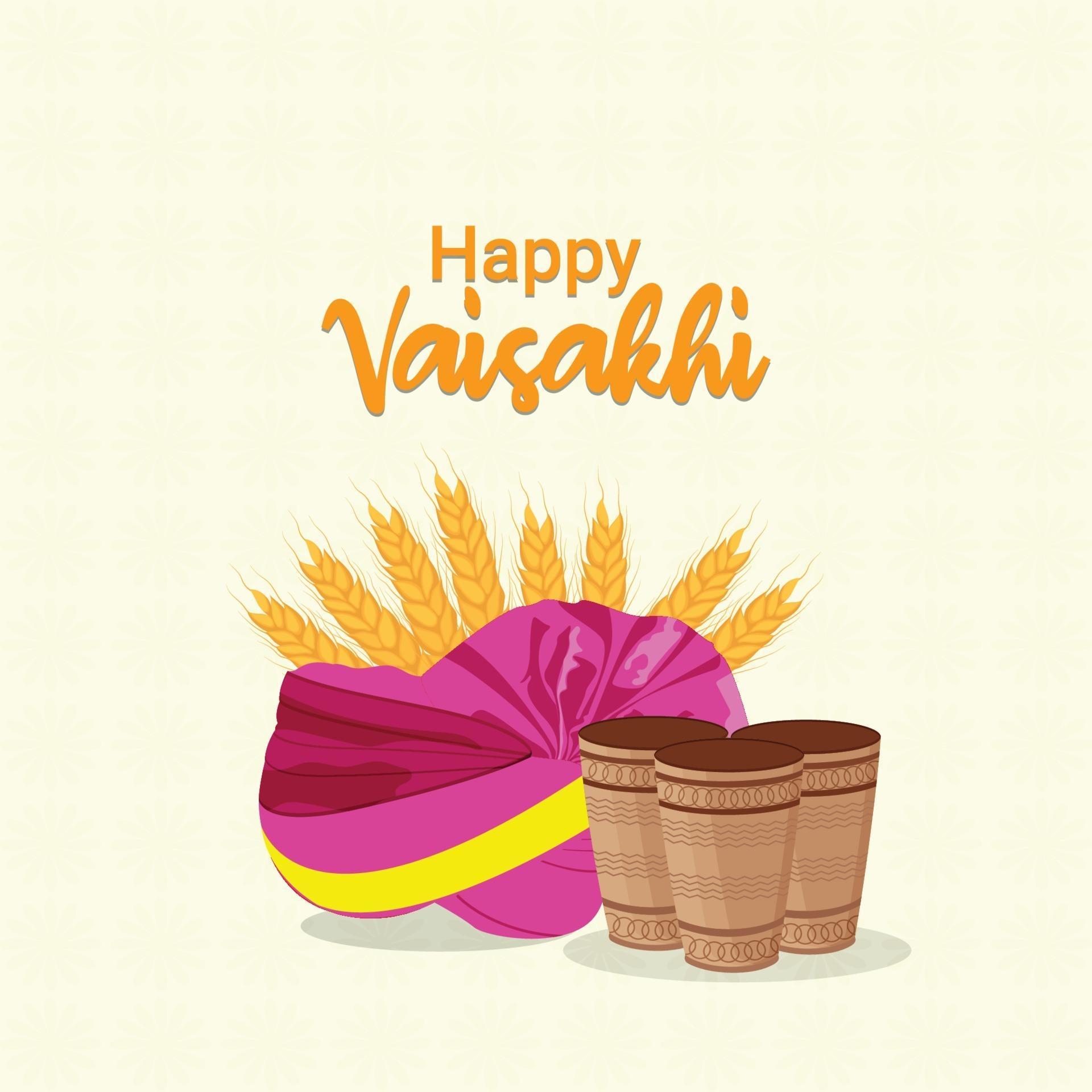 Happy vaisakhi celebration greeting card with creative illustration