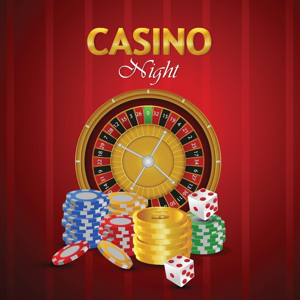 Realistic casino colorful composition with casino chip vector