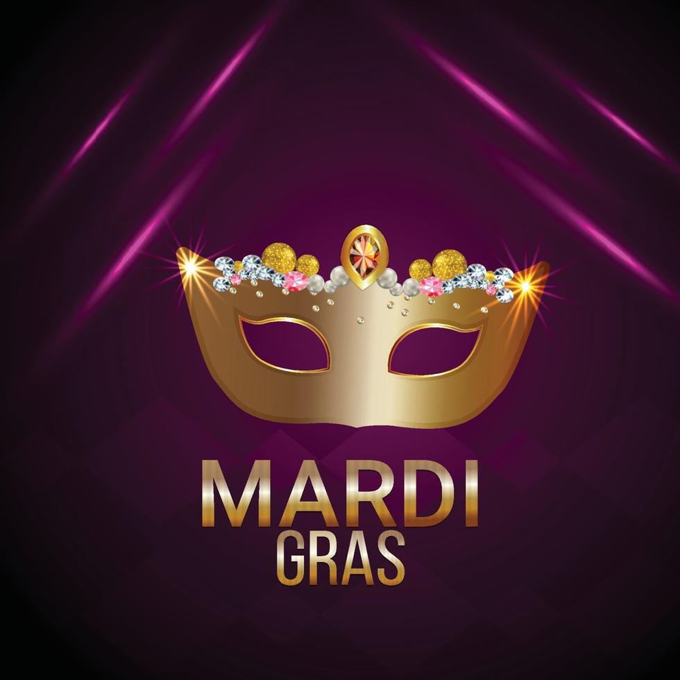 máscara dorada de carnaval con fondo púrpura creativo vector