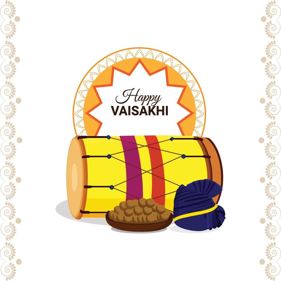 Flat design of happy vaisakhi sikh festival background vector