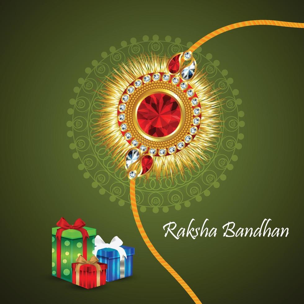Happy raksha bandhan celebration greeting card with gift vector