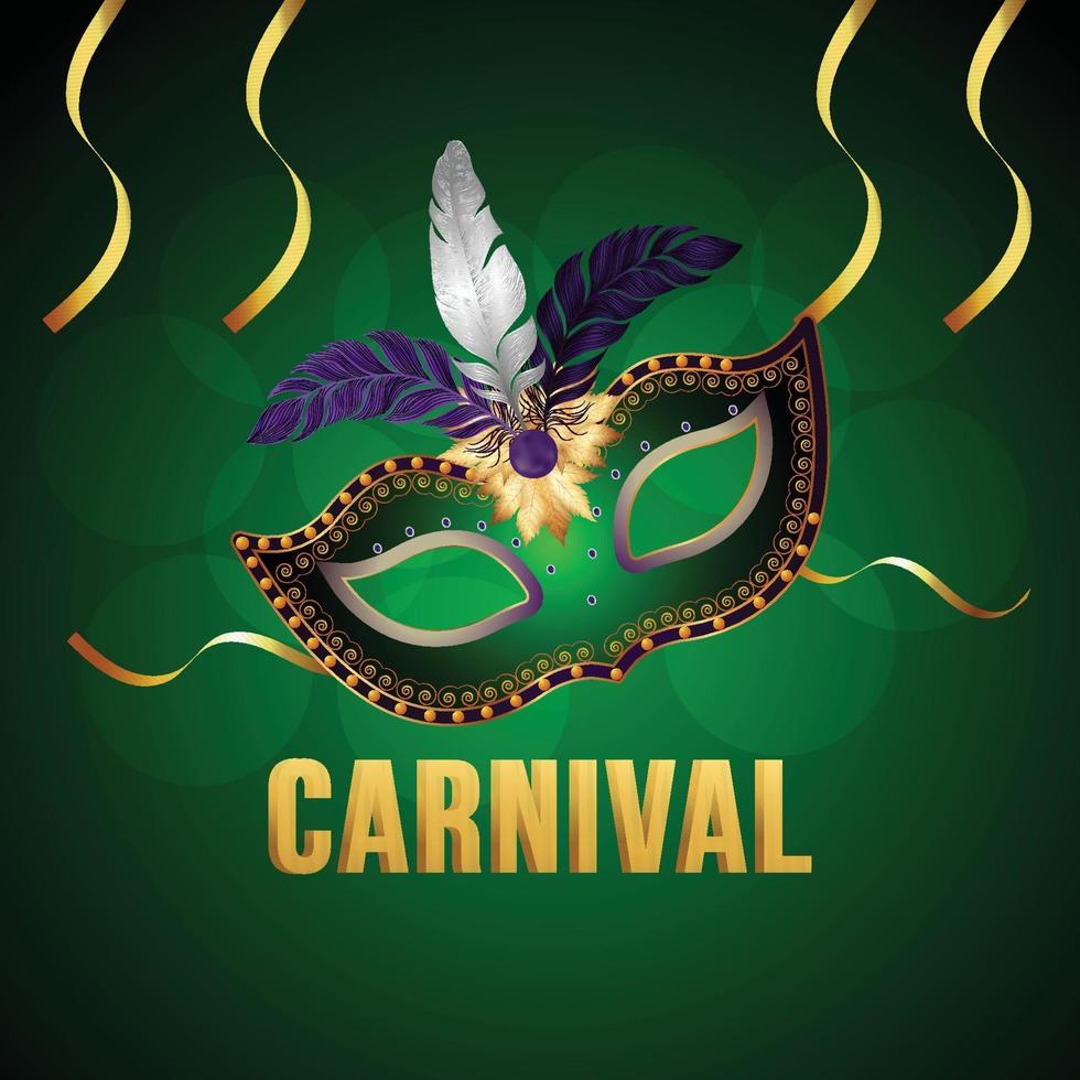 Carnival invitation background with realistic mask and background vector