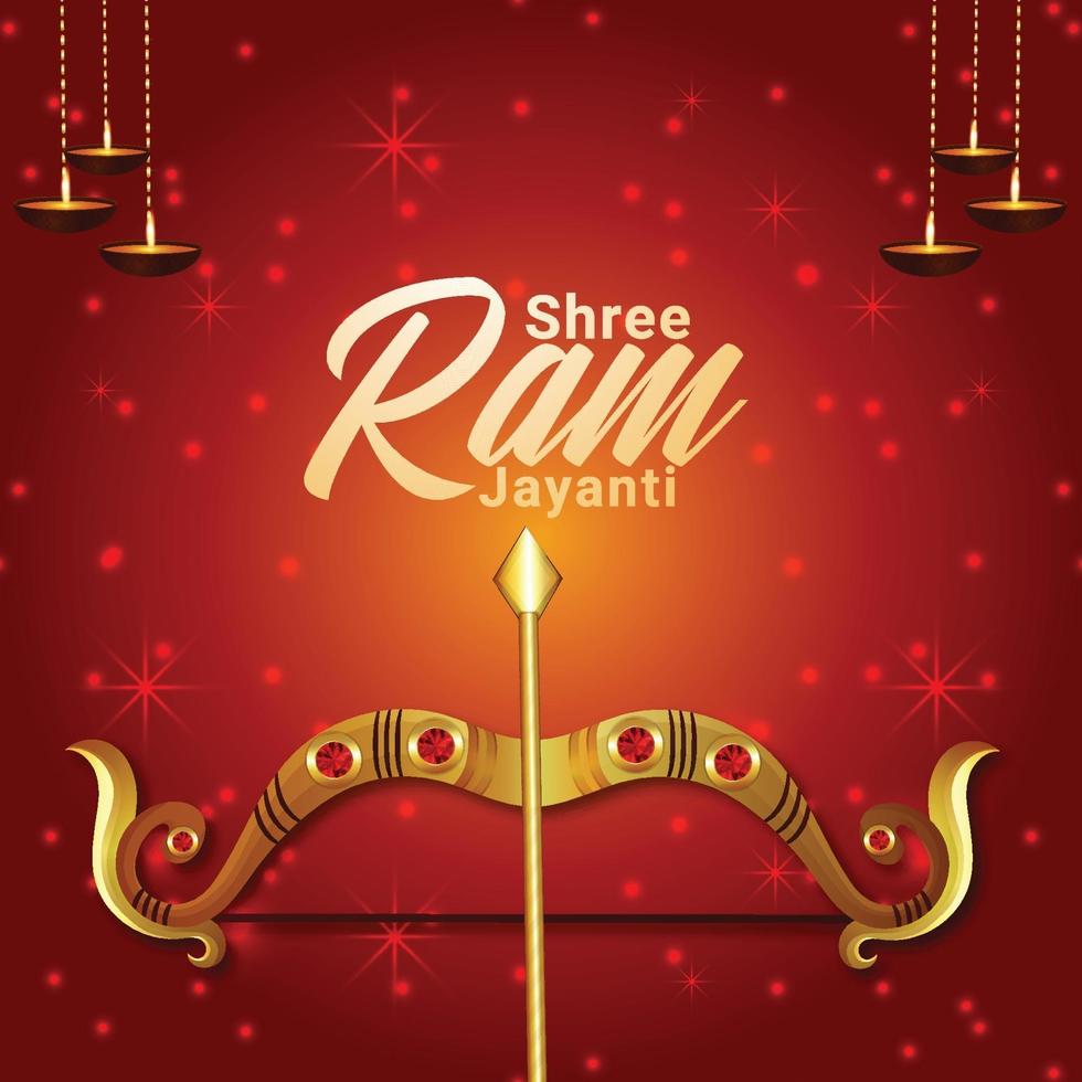 Creative golden vector illustration of happy ram navami celebration greeting card