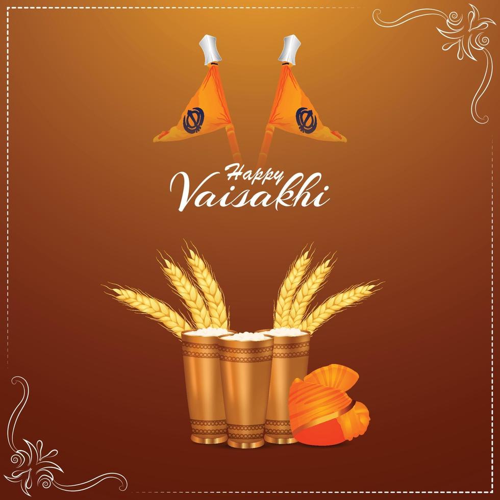 Happy vaisakhi greeting card and background vector