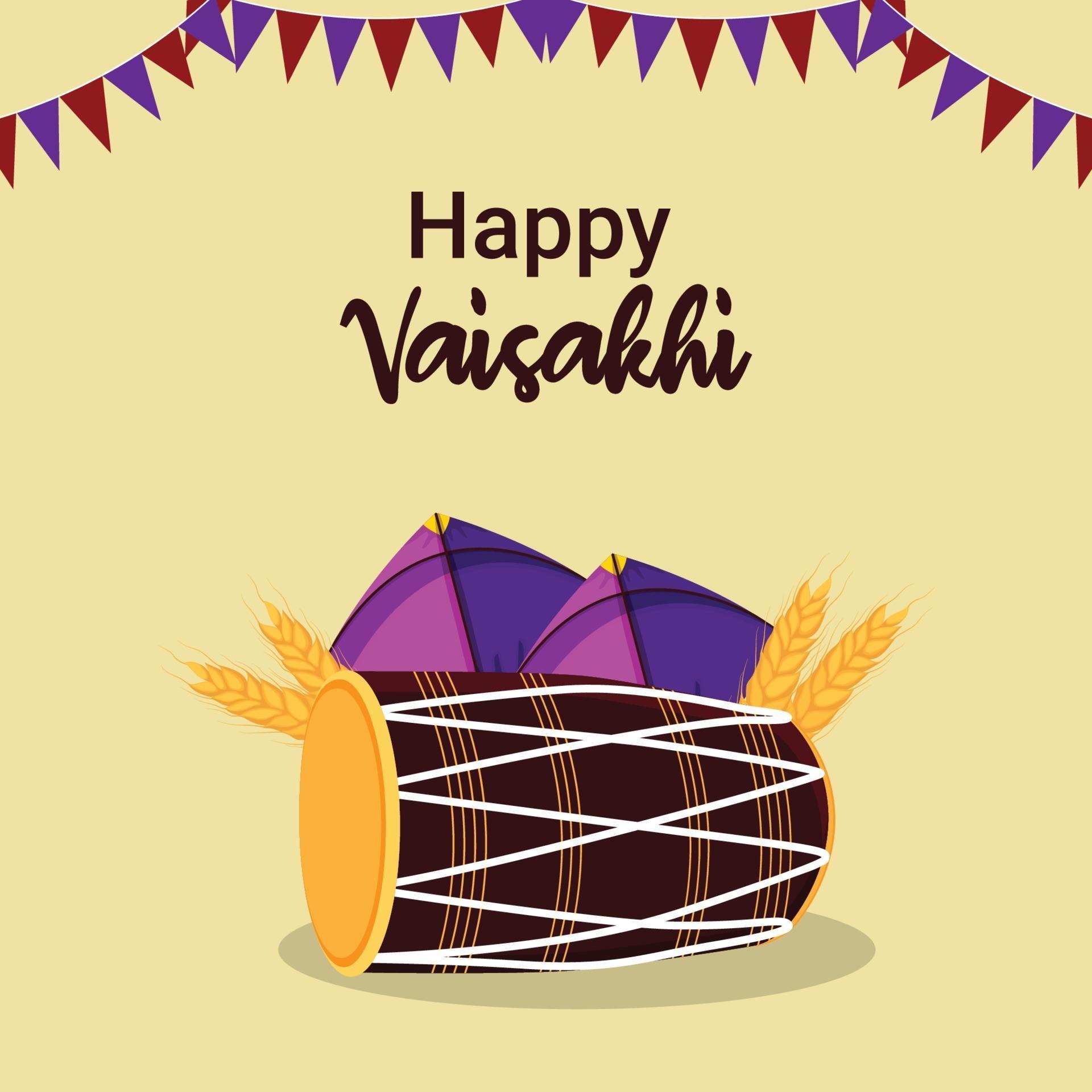 Flat vector design of happy vaisakhi celebration greeting card 2215318