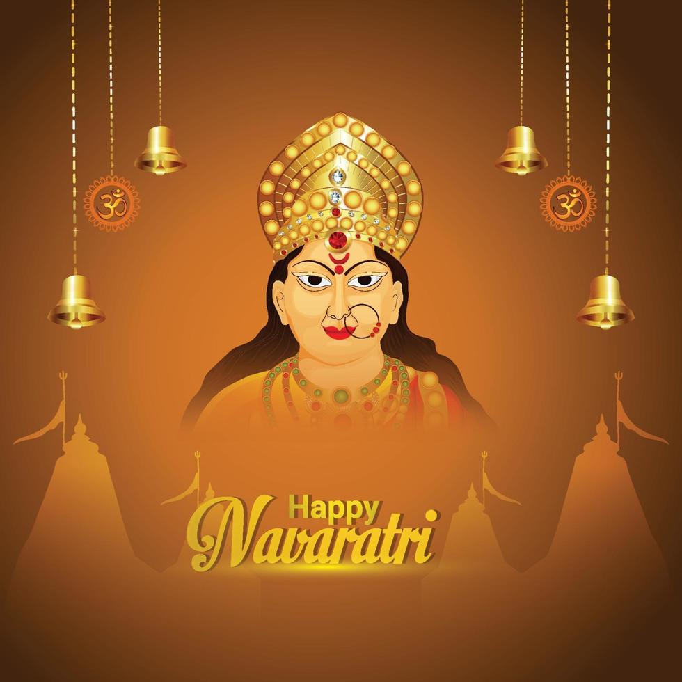 Indian festival happy navratri celebration background with goddess durga illustration vector