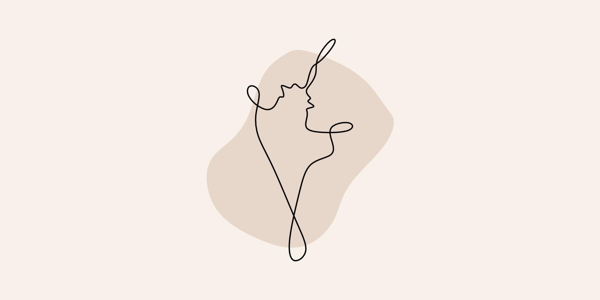 Loving couple is connected by one line. Symbol of love, family and unity. Minimalism style. Suitable for decoration, tattoos, albums, cards, wallpapers, banners, printing on t-shirts. vector