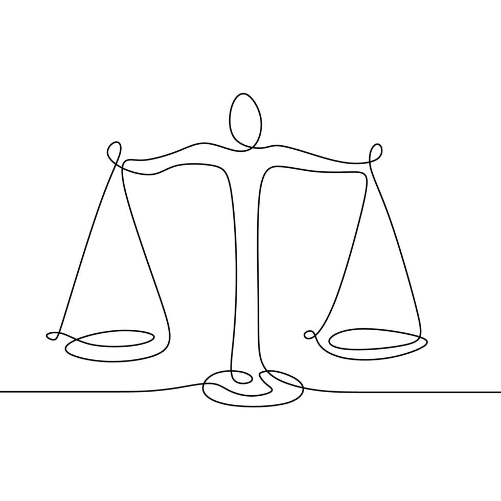 Continuous one line drawing of libra. Law business symbol of weight balance. Weight balance symbol. Libra or law identity one line drawing style. vector