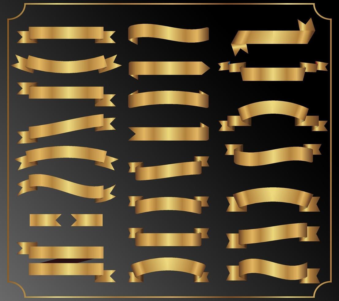 Set of golden ribbons vector