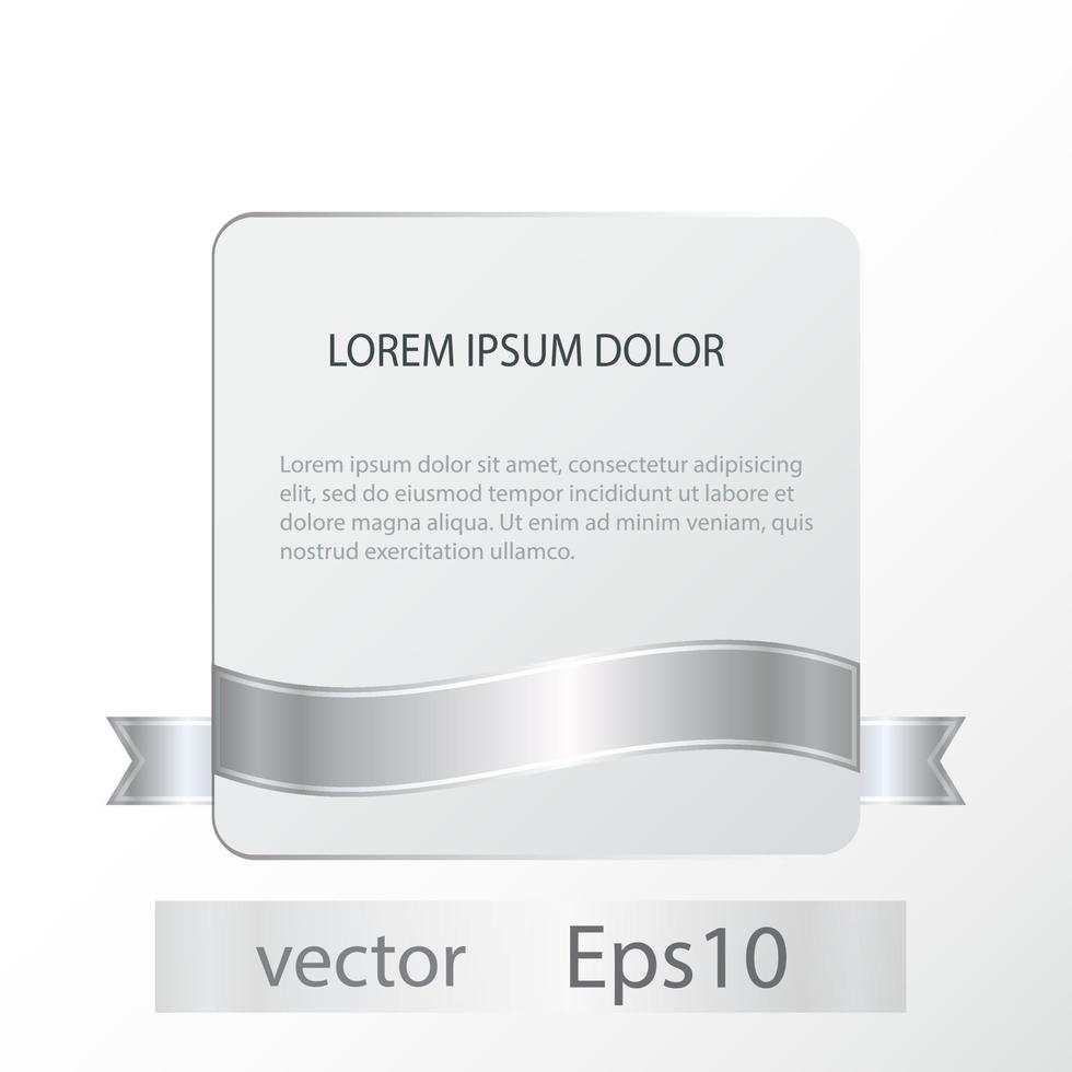 Paper card with bright silver ribbon. vector