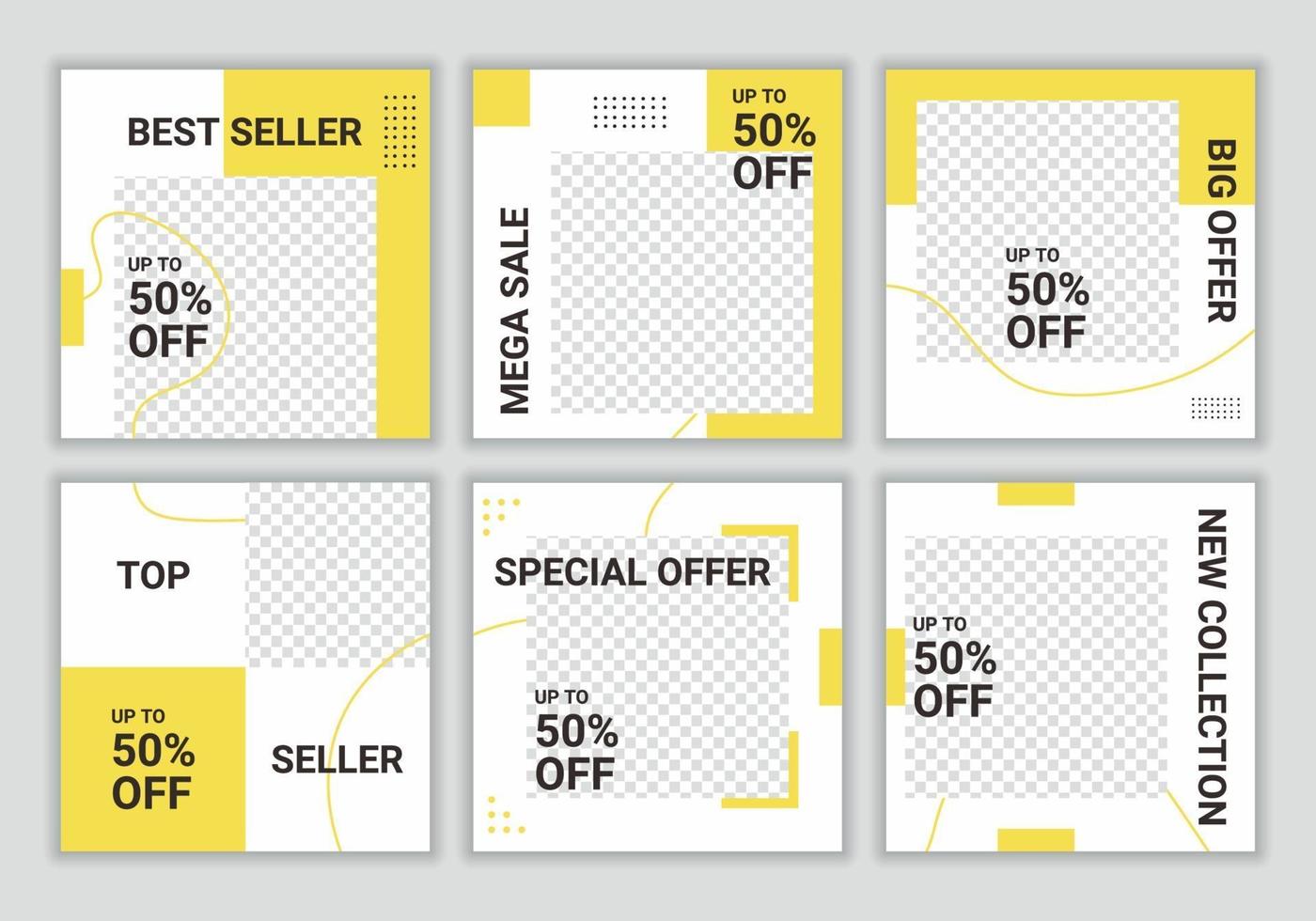Set collection of square banner template. White and yellow Intended For College Banner Template