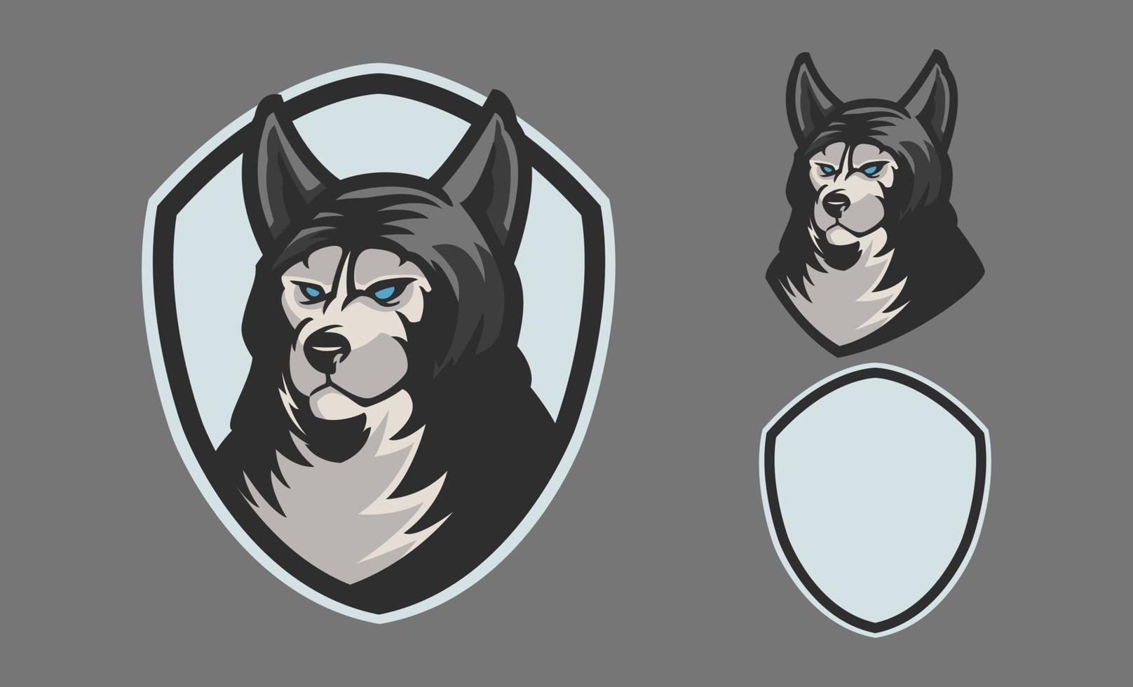 colección de logotipo de lobo profesional para un equipo deportivo aislado sobre fondo gris. e sport logo, símbolo, icono con tema lobo. estilo de concepto de ilustración vectorial para la impresión de insignias, emblemas y camisetas. vector