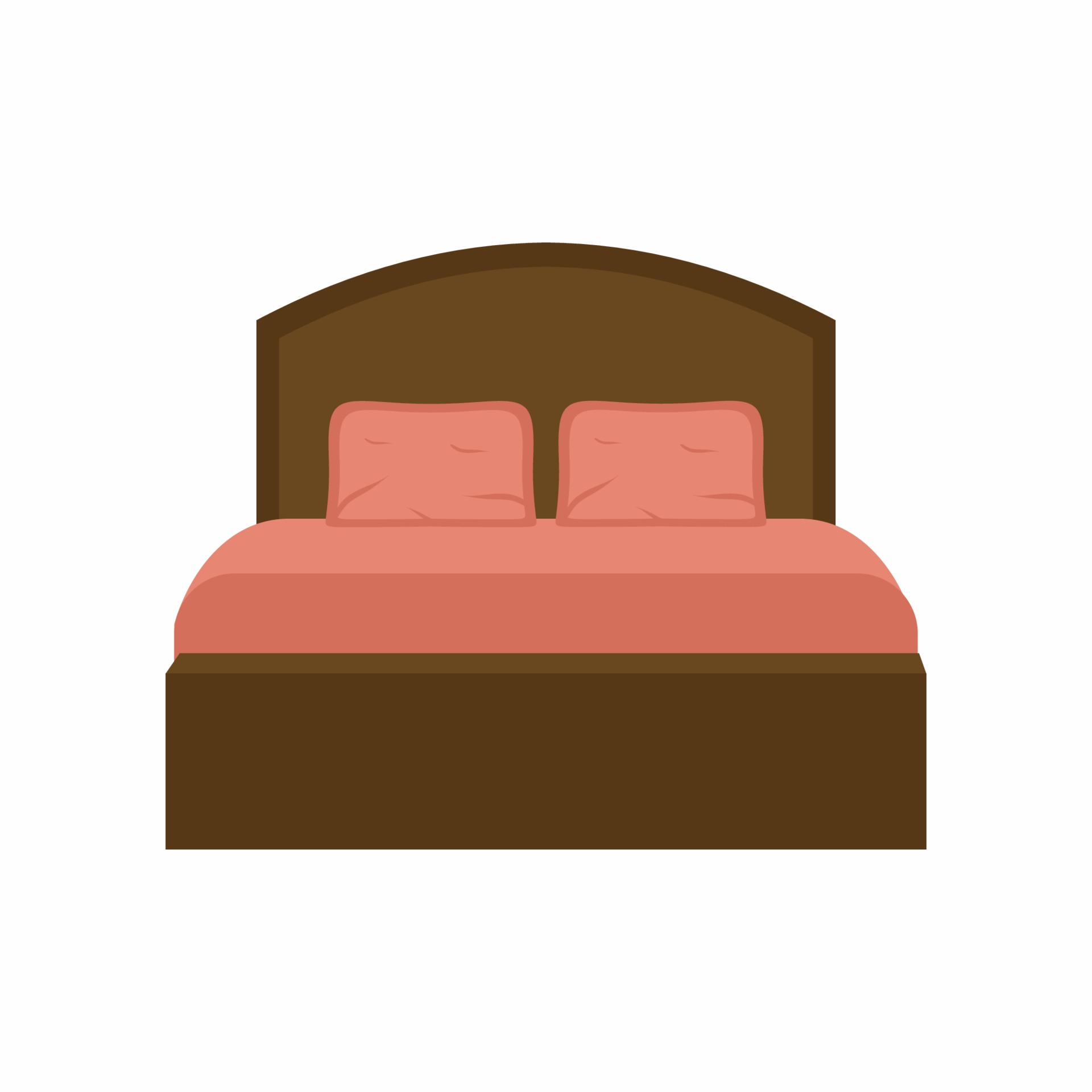 Double wooden bed in flat design for bedroom, hotel room. Cartoon furniture  and equipment icon set isolated on white background. A place to sleep and  relax. Apartment interior stuff. 2215728 Vector Art