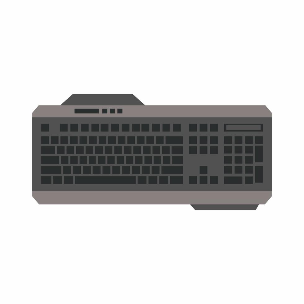 juegos de teclado con color negro y estilo plano de dibujos animados. Teclado de computadora de escritorio para juegos de deportes electrónicos con vista superior aislada sobre fondo blanco. ilustración de diseño de tecnología de icono de vector