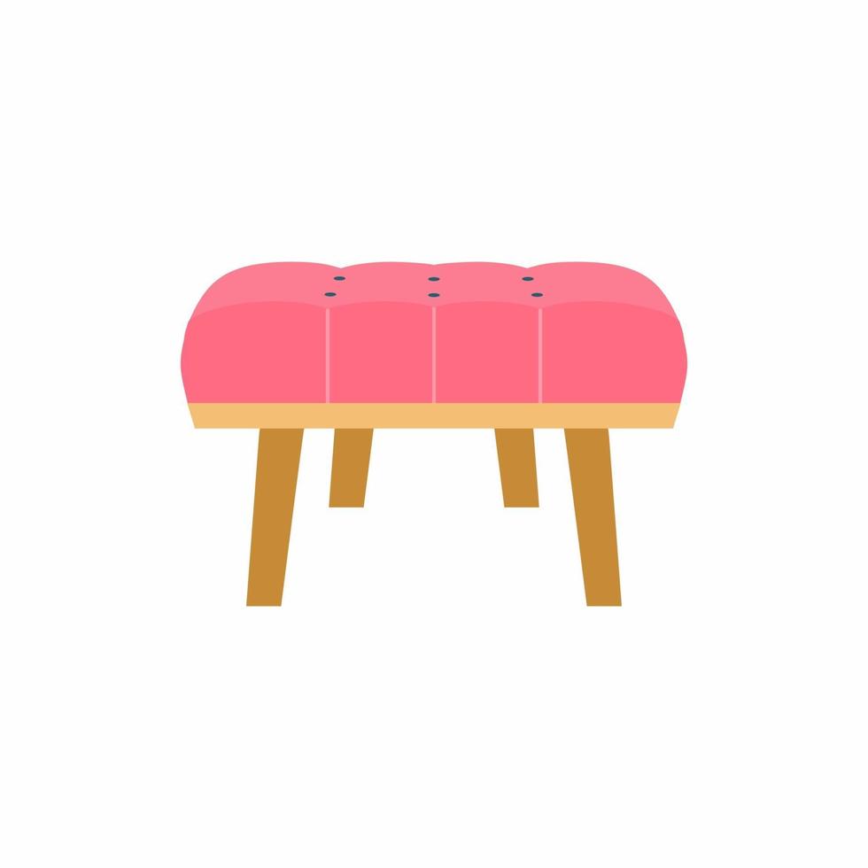 silla de mujer en el dormitorio. Sofá acogedor rosa, generalmente utilizado para tocador. Salón con muebles modernos. elemento de diseño de servicio de belleza profesional. Ilustración de vector de estilo de dibujos animados plana.