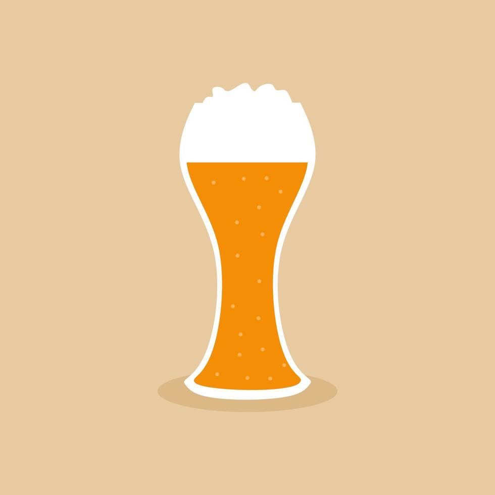 diseño plano vectorial moderno fresco en cristalería de cerveza de barril. bebida alcohólica con espuma en vaso pilsner. ideal para el diseño gráfico y de movimiento en la industria de bares y restaurantes. ilustración vectorial plana vector