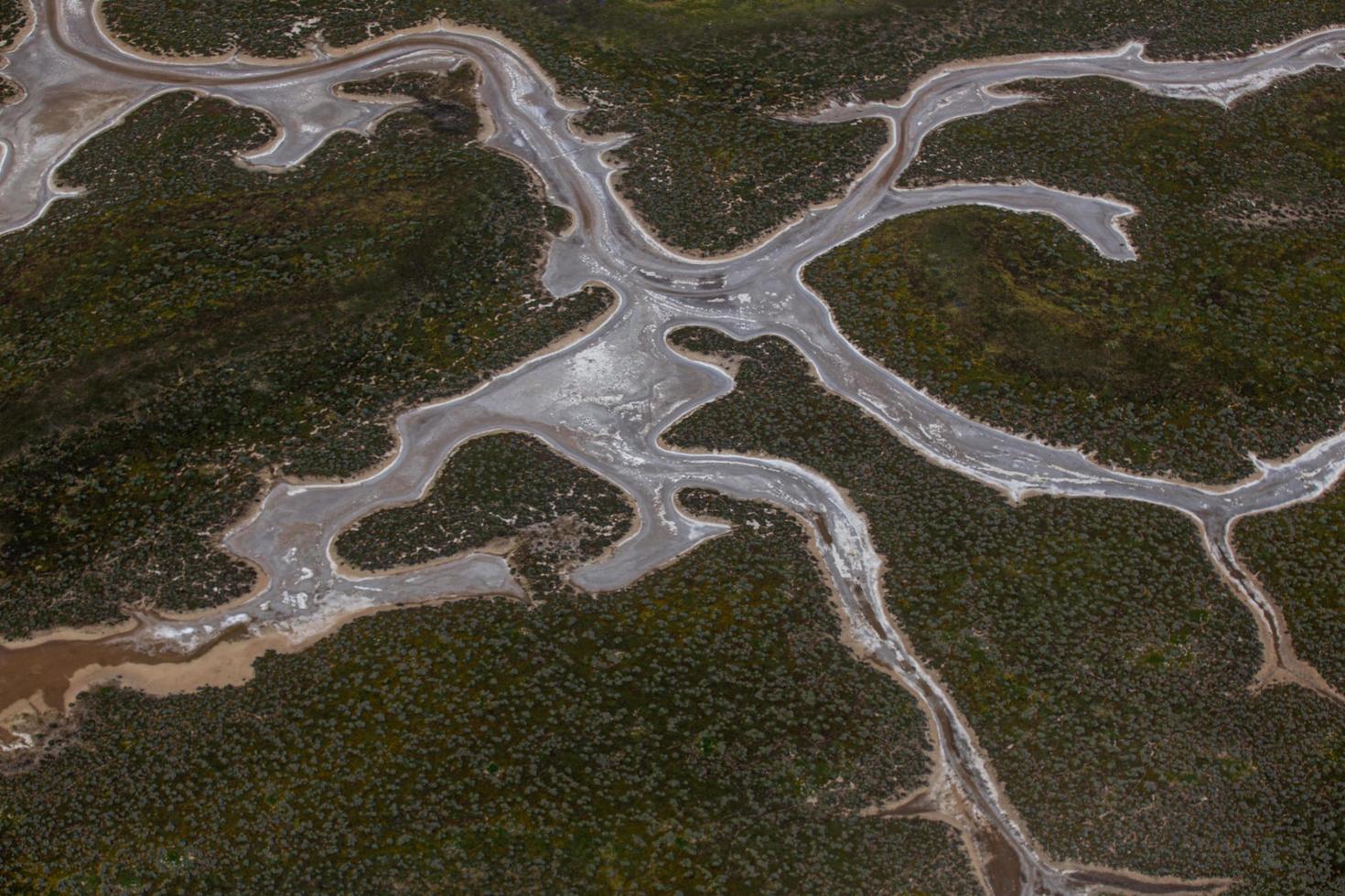 Aerial view of connecting rivers in the California desert photo