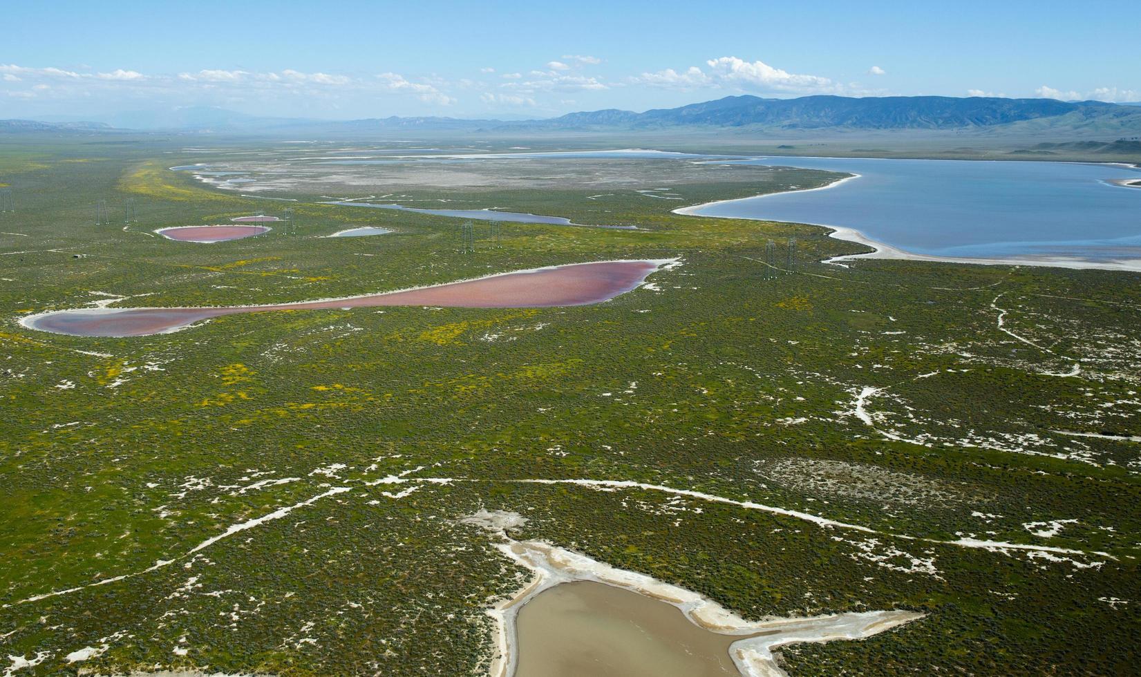 vista aérea, de, soda, lago, santa margarita, california foto