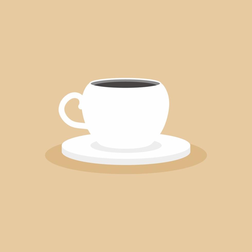 un icono de taza de café estilo plano. capuchino en taza de cerámica blanca para el menú del restaurante. estilo de dibujos animados plana. diseño decorativo para cafetería, carteles, pancartas, tarjetas. ilustración vectorial vector