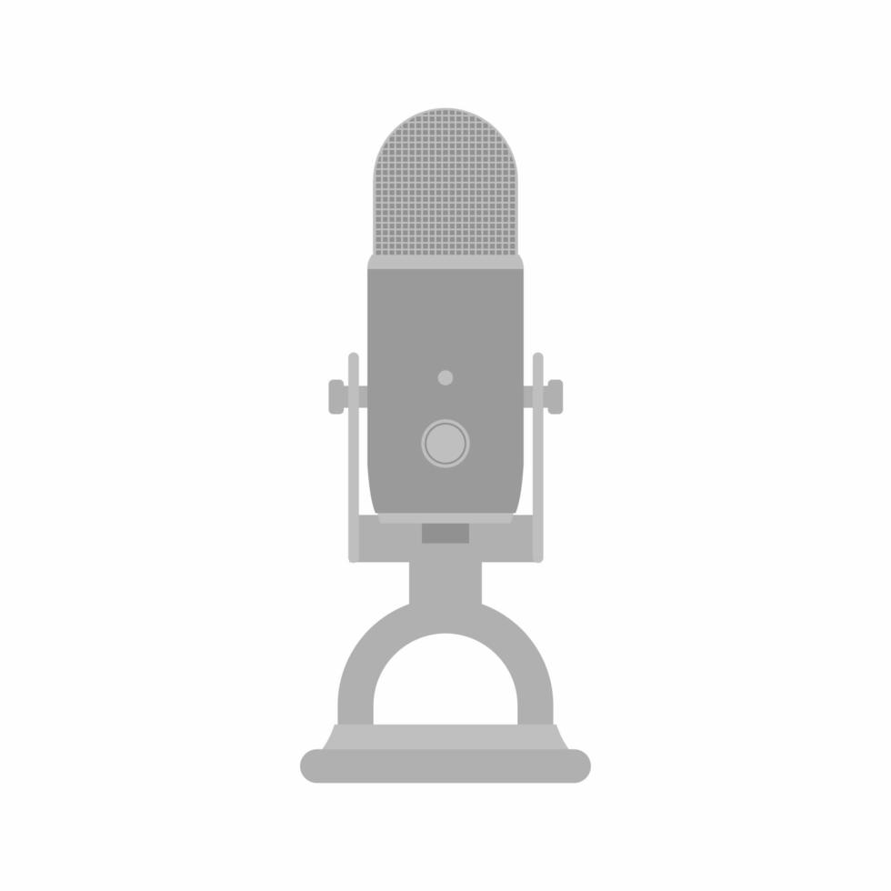 Ilustración de icono de radio de podcast. dispositivos de estudio de grabación de micrófono azul yeti. elemento de diseño aislado de difusión de noticias, radio y televisión. tema de podcast, medios y entretenimiento vector