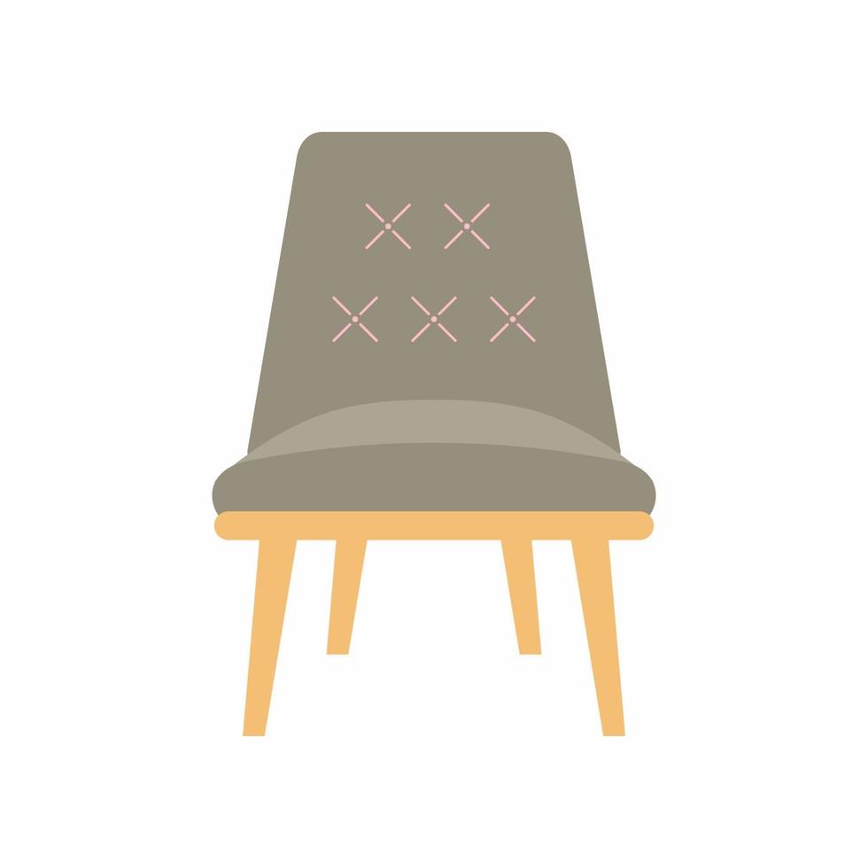 icono de sillas de color gris pastel. muebles de asientos para el hogar para la decoración de la sala de estar. muebles de taburete de dibujos animados planos. elemento de diseño de asiento interior aislado sobre fondo blanco. ilustración vectorial vector
