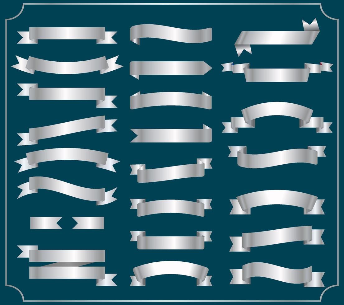 Set of silver ribbons vector