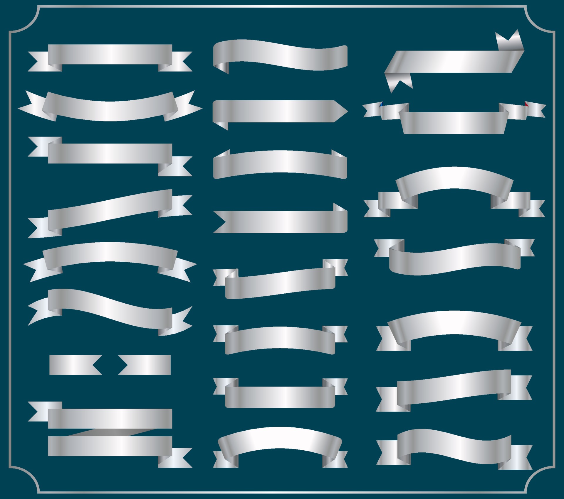Set of silver ribbons 2215839 Vector Art at Vecteezy