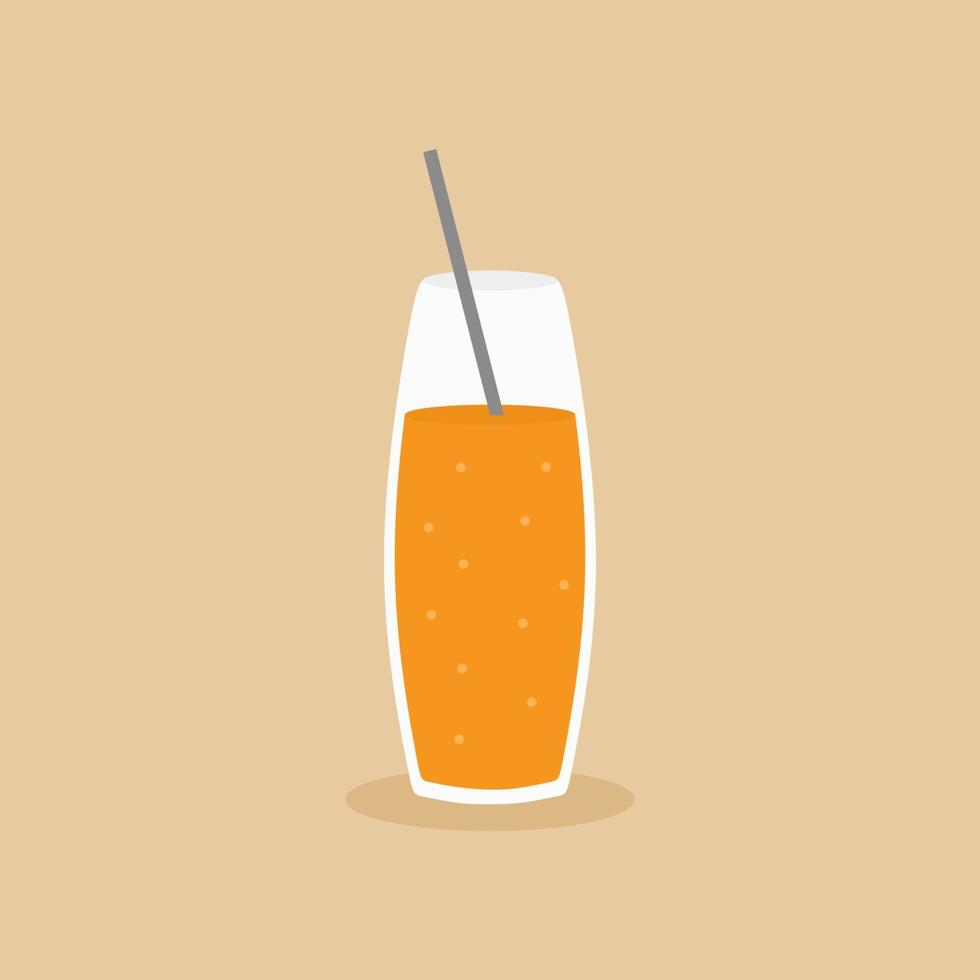 Ilustración plana de vaso de estilo de icono de dibujos animados plano de jugo de naranja natural fresco. Ilustración de bebidas, zumos de frutas, naranja fresca, estilo de vida saludable. símbolo del desayuno saludable vector