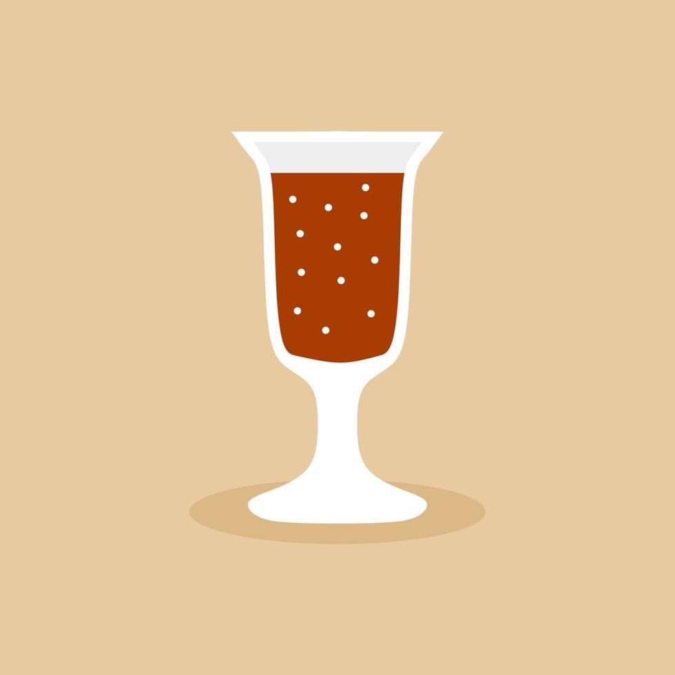 un vaso cordial en un moderno diseño plano. cerveza con alcohol frío para bebidas en una fiesta, recepción u otra reunión. concepto de champán, brindis y celebración en estilo de dibujos animados. ilustración vectorial vector